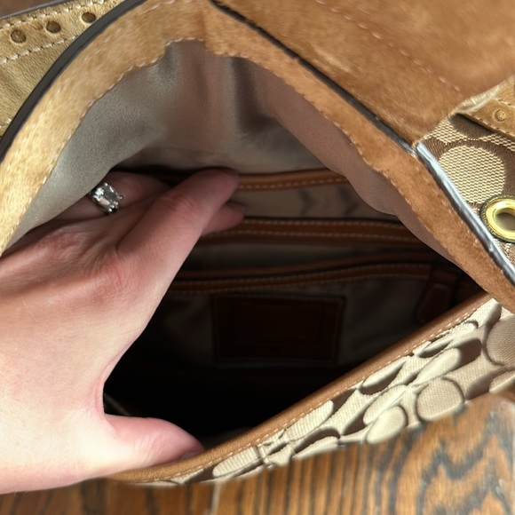 Coach Suede Studded Shoulder Bag - Picture 6 of 7